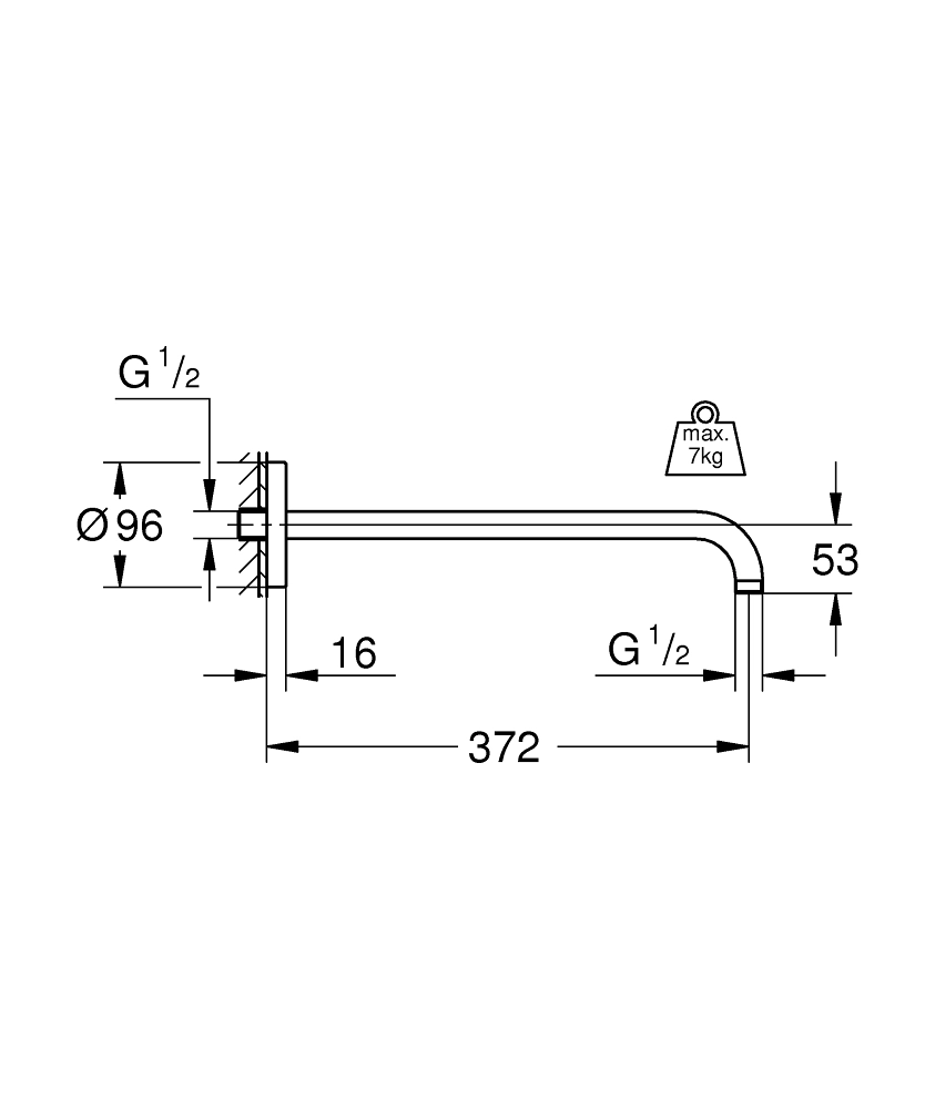 Grohe Rainshower Shower Arm 37.2 cm Chrome 28982000