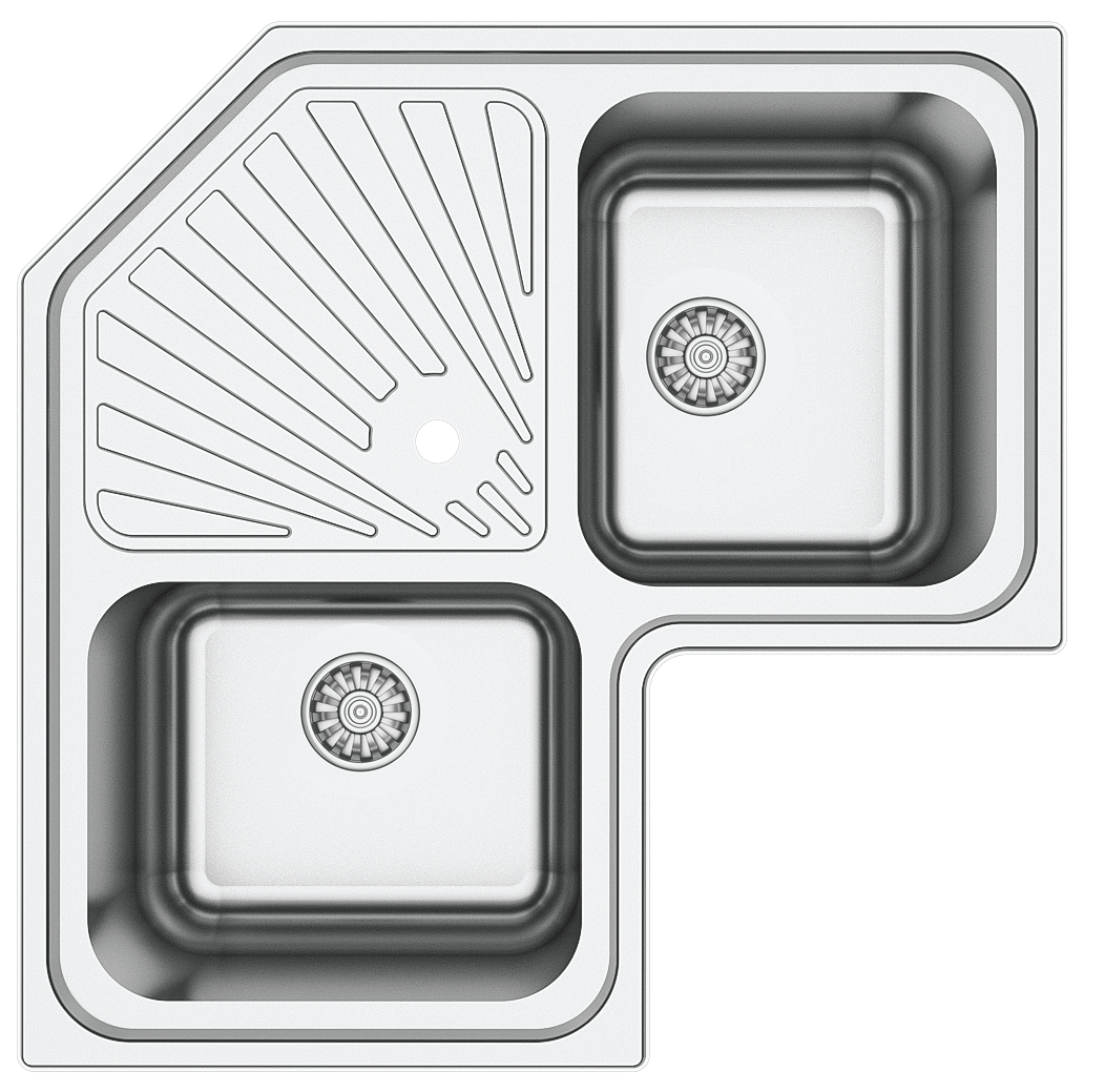 Asil Kitchen Sink As 229 - 83 x 83 cm 2 Bowls 0.8 mm With Drain