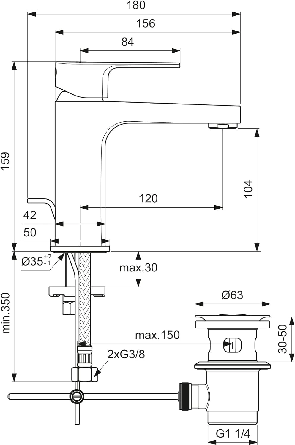 Ideal Standard Cerafine D Basin Mixer Chrome BC 686AA