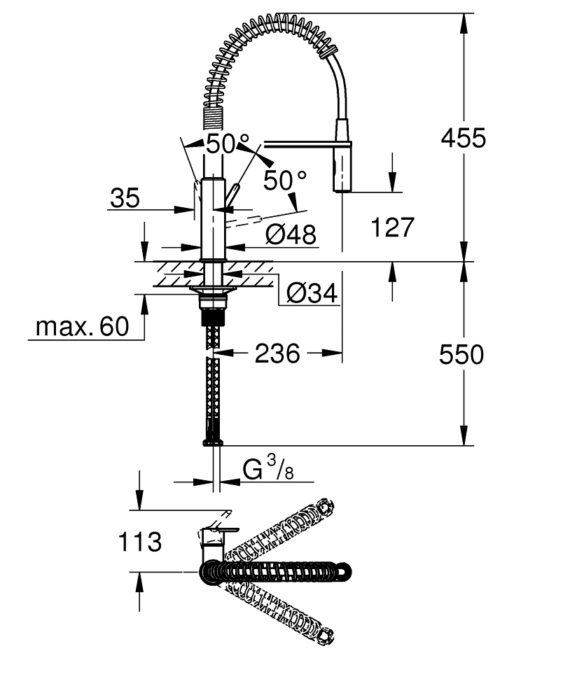 Grohe Jet Single-lever sink mixer 1/2″ Chrome 30361000