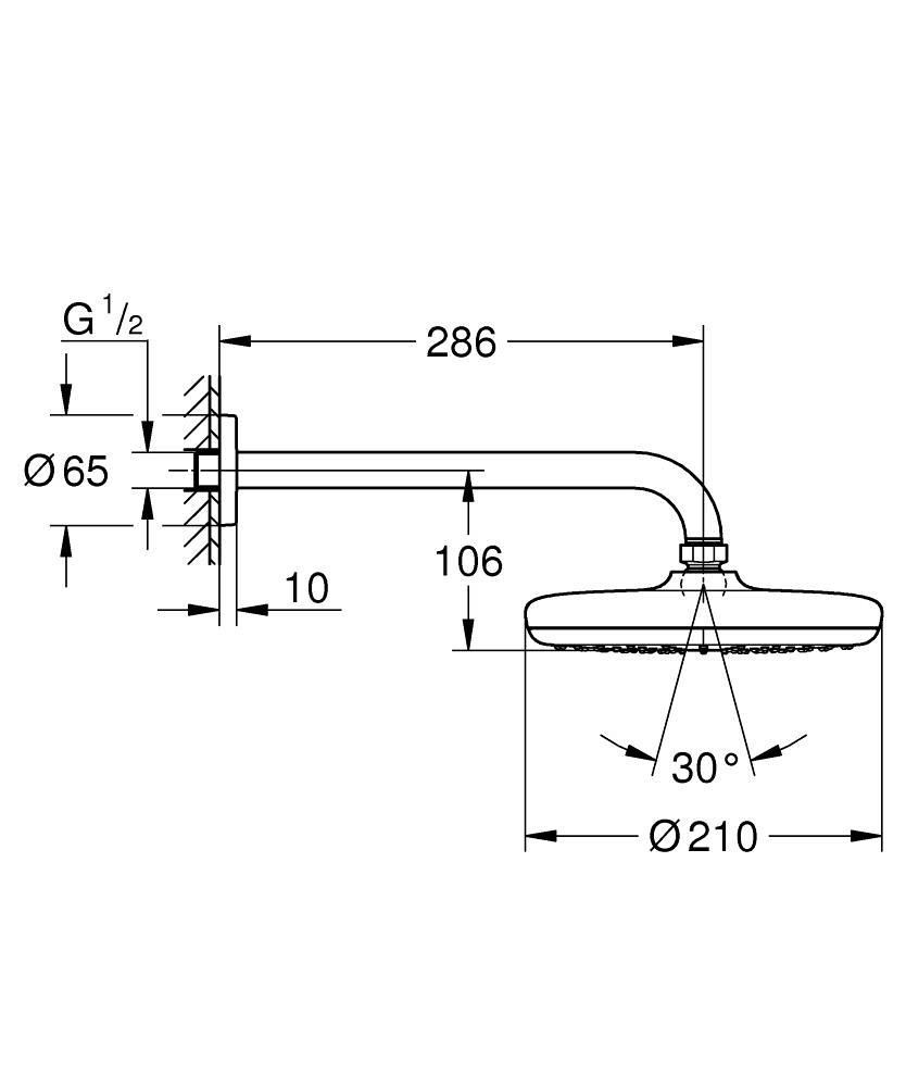 Grohe Tempesta Concealed Shower Head with Wall Outlet 21 cm Circular Chrome 26412000