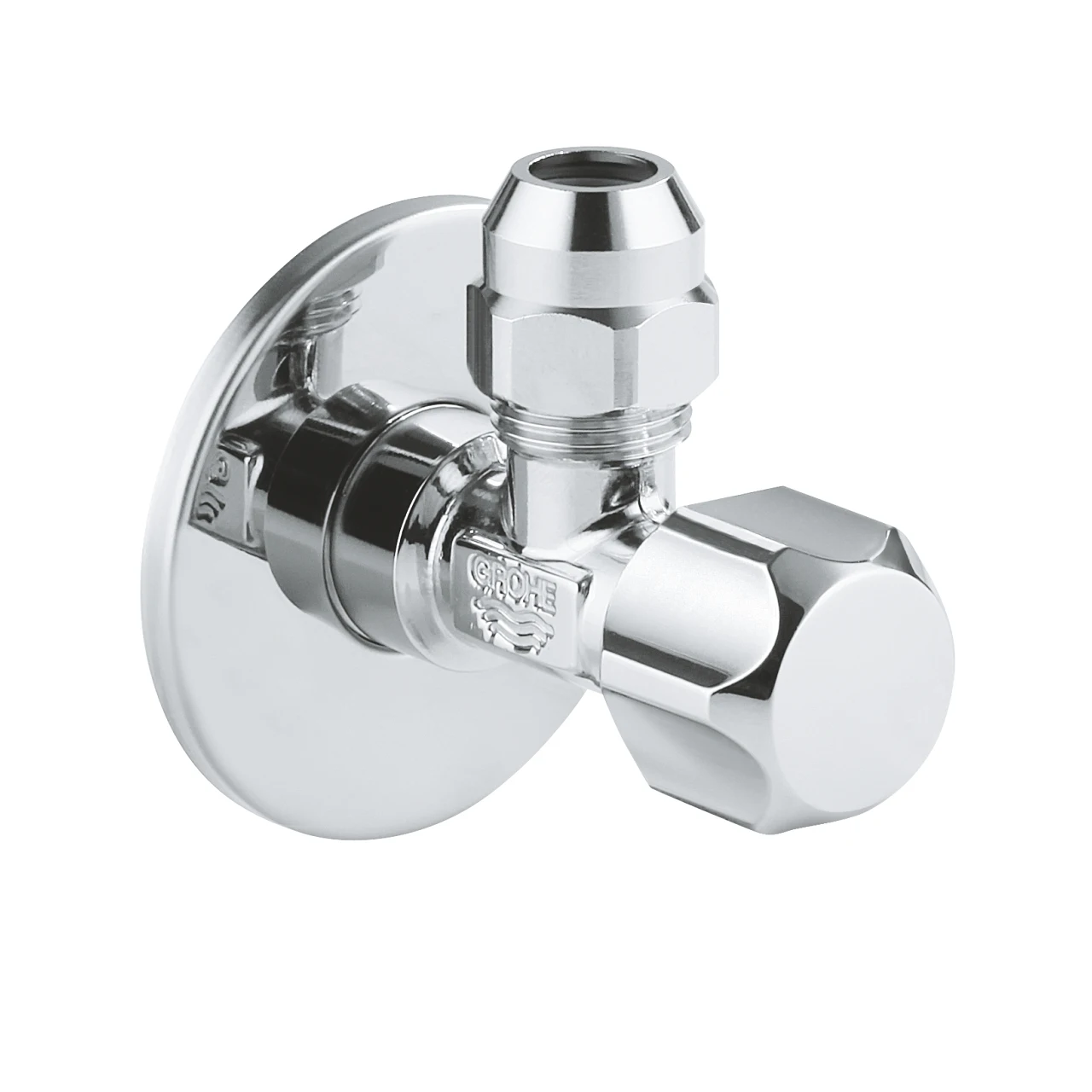 Grohe Angle Valve Plastic Handle 1/2" x 3/8" Chrome 22018000
