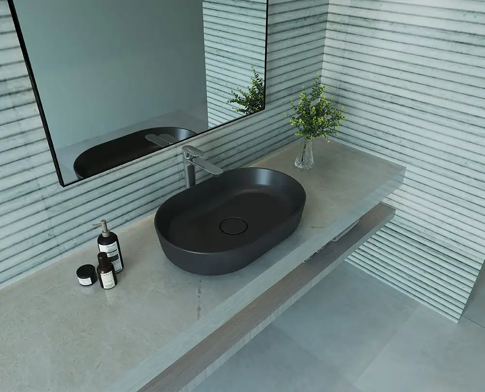 Sanipure Titan Over Top WashBasin 40 x 60 Cm Matte Black 506600900