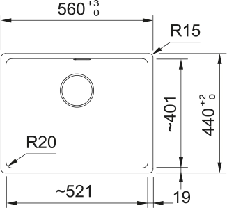 فرانكى حوض جرانيت MRG 44 × 56 سم اسود مط 1140661658 بالصرف
