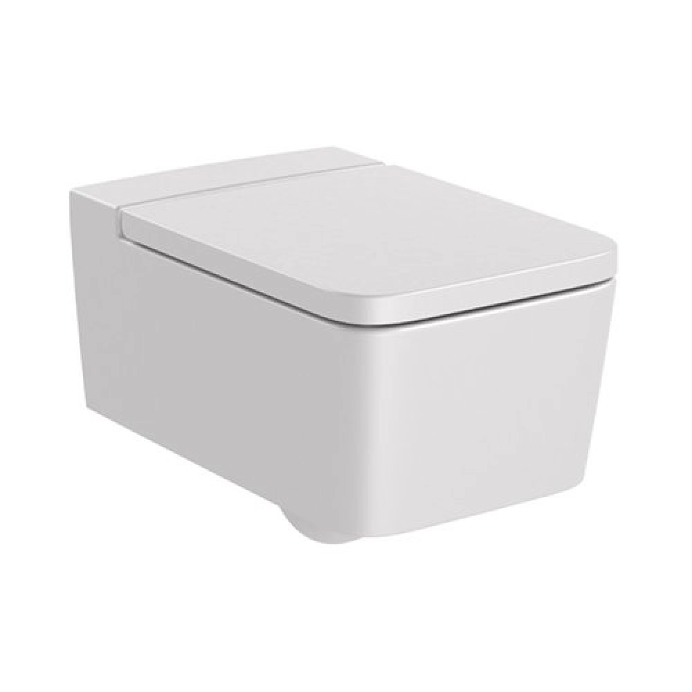 Roca Inspira SQUARE - Vitreous china Rimless wall-hung WC with horizontal outlet Pearl Grey A34653E630