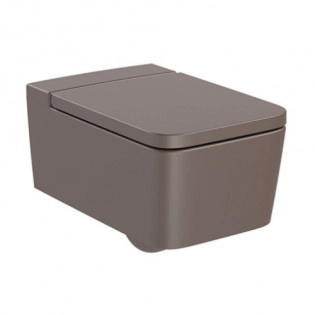 Roca Inspira SQUARE - Vitreous china Rimless wall-hung WC with horizontal outlet Coffee A34653E660