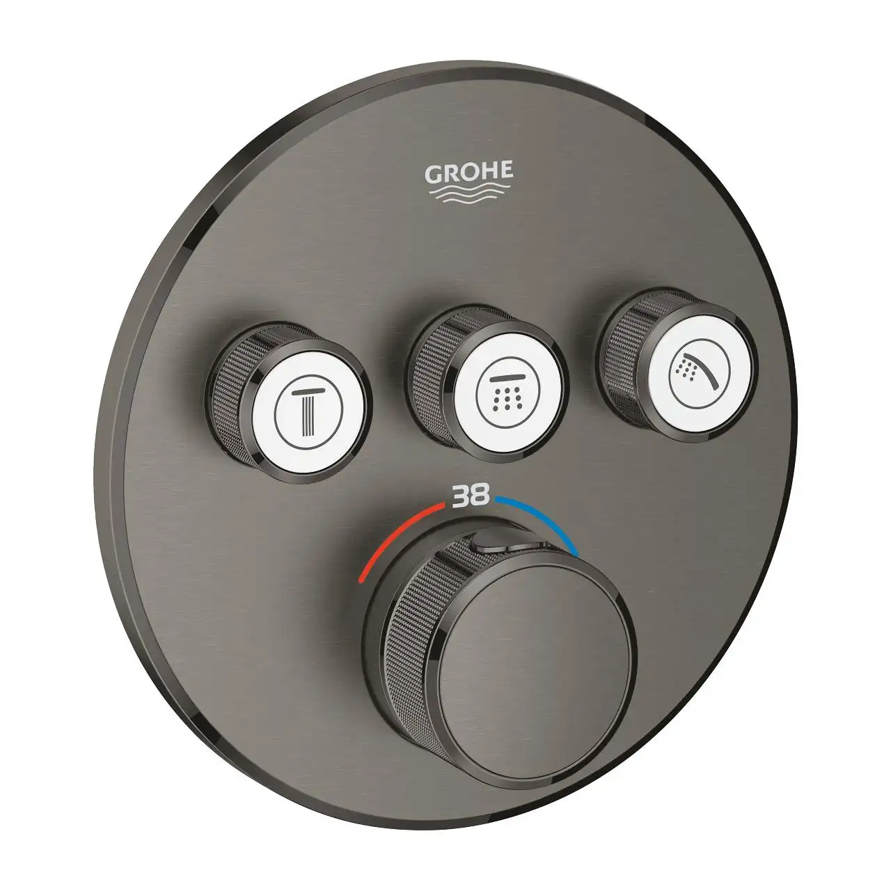 Grohe Grohtherm SmartControl Thermostat for concealed installation with 3 valves - Brushed Hard Graphite
