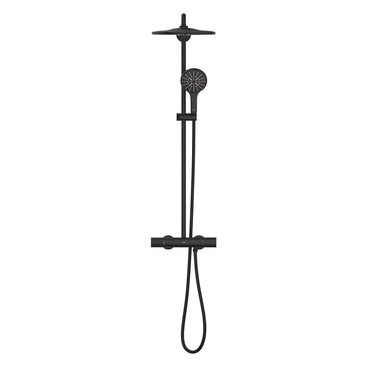 Grohe Rainshower SmartActive 310 Shower system with Safety Mixer for wall mounting 2 × 1 Phantom Black 22119KF0