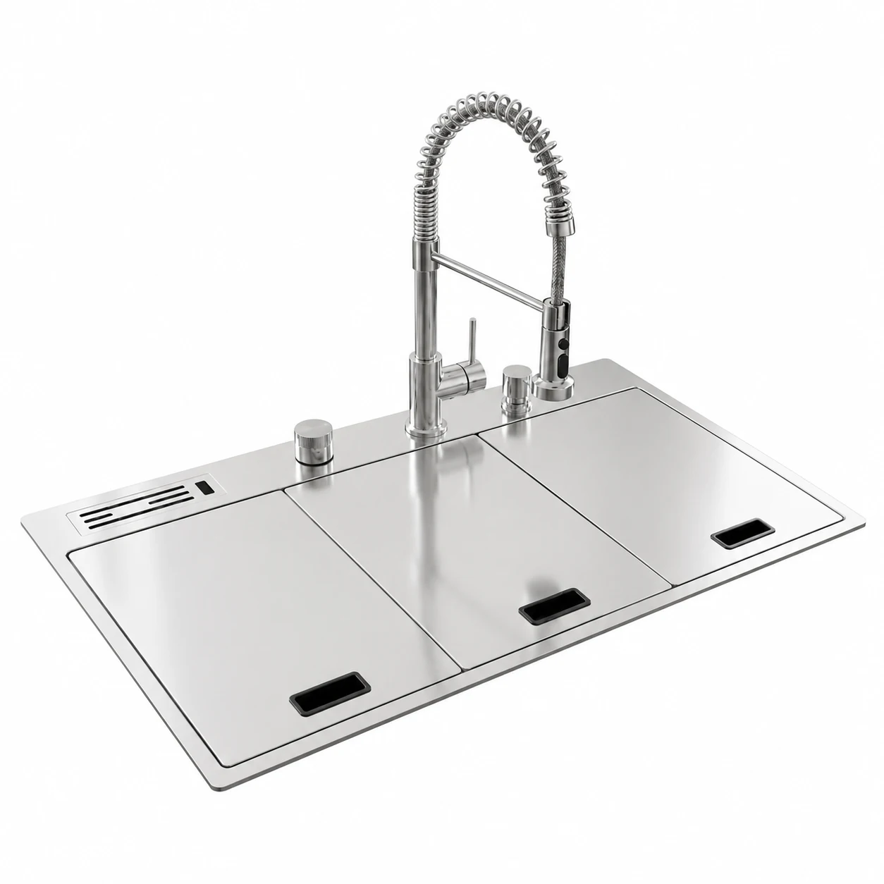 Beroia Smart Kitchen Sink 49 x 82 cm EW 8249Y with Mixer, Accessories and Drain Chrome