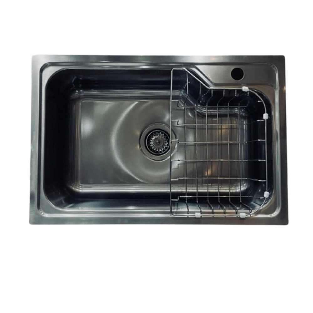 Asil Kitchen Sink AS 91 - 45.5 × 68.5 cm Flat 0.8 mm With Accessory And Drain Black