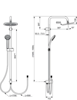 Ideal Standard Aqua Shower system 3-functions 2x1 Round Chrome G6281AA