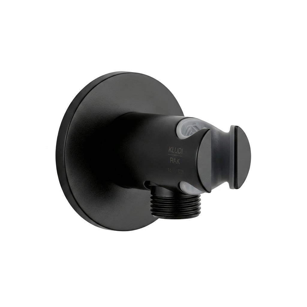 KLUDI RAK Round Concealed Shower Outlet with Holder Matte Black RAK 22082BK2