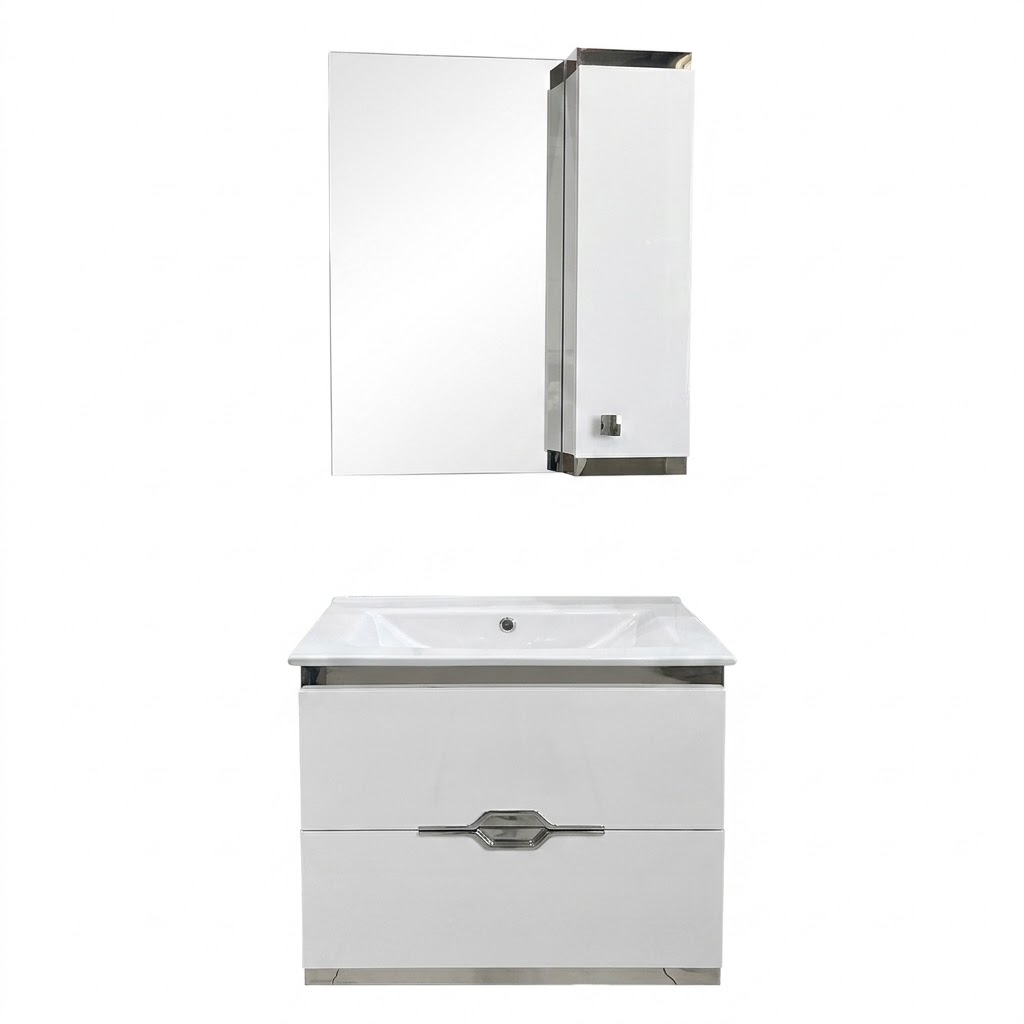 Waterproof Unit 4000 PV boardium with Mirror for 60 cm basin white