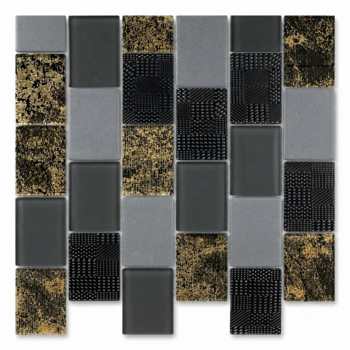 Beroia Chinese Sheet AT 301 Mosaic 30 × 30 cm - Grey × Black CUT