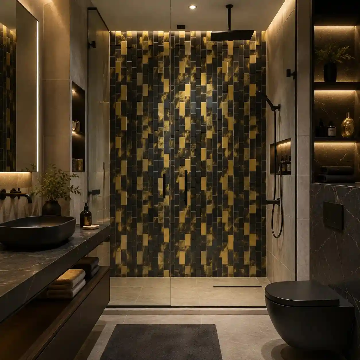 Beroia Chinese Sheet 2081 DBA Mosaic 30 × 30 cm - Gold × Black