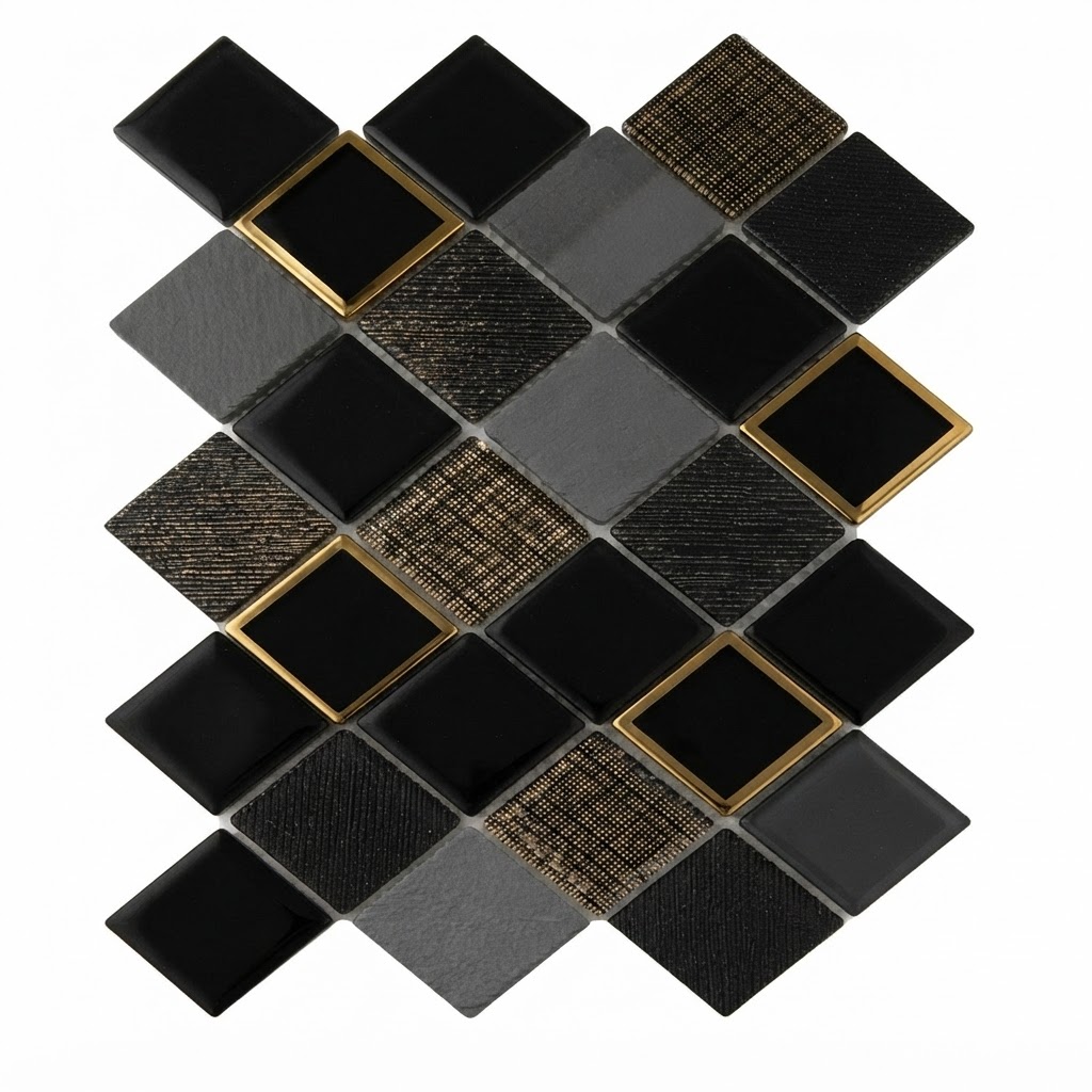 بيرويا شيت صينى 301 YP ح موزاييك 25 × 33.1 سم جراى × اسود