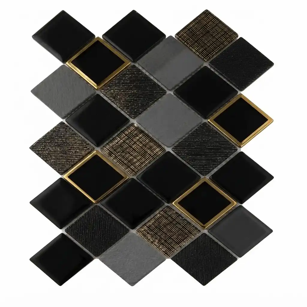 Beroia Chinese Sheet YP 301 Mosaic 25 × 33.1 cm - Grey × Black