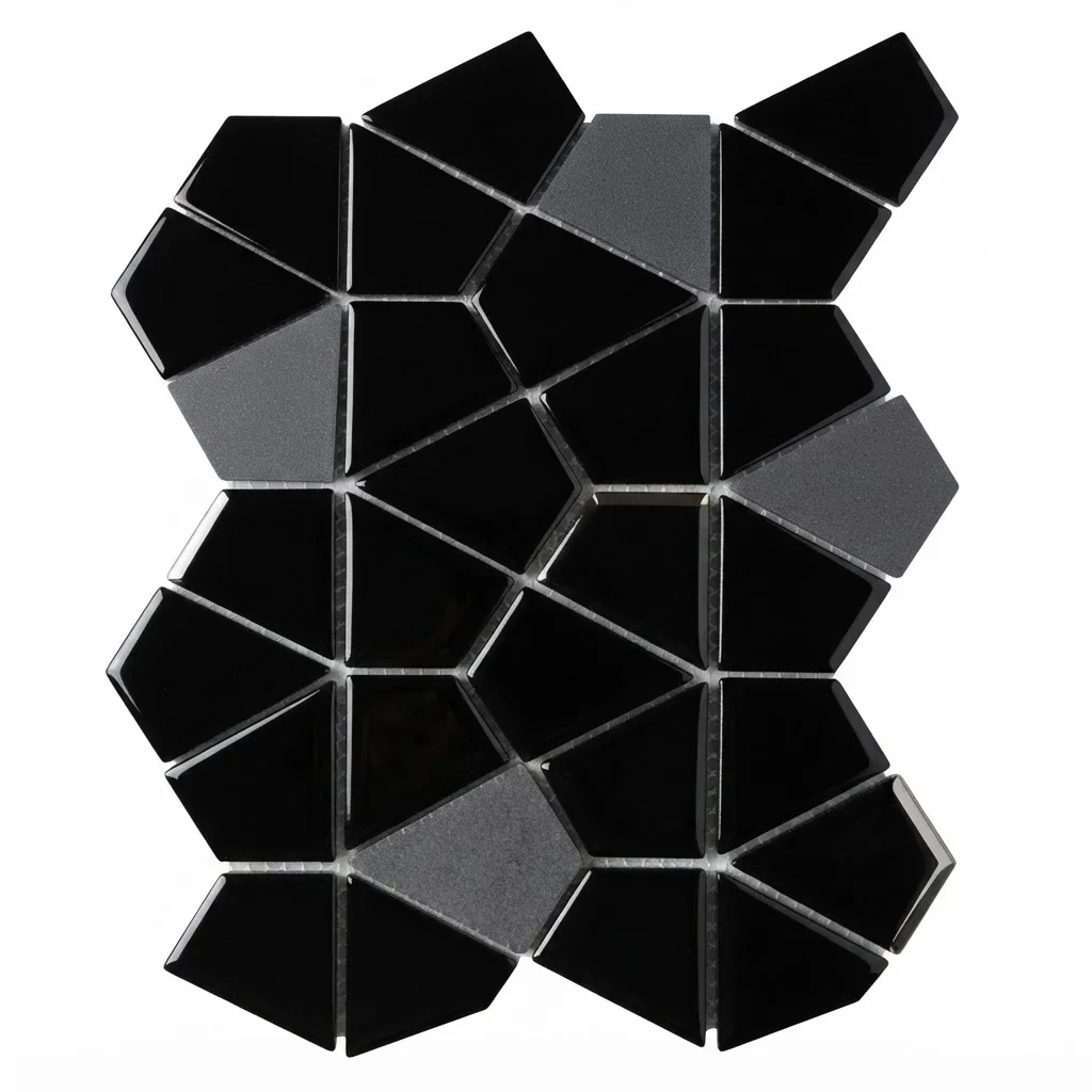 Beroia Chinese Sheet YP 204 Mosaic 27 × 31.3 cm - Grey × Black