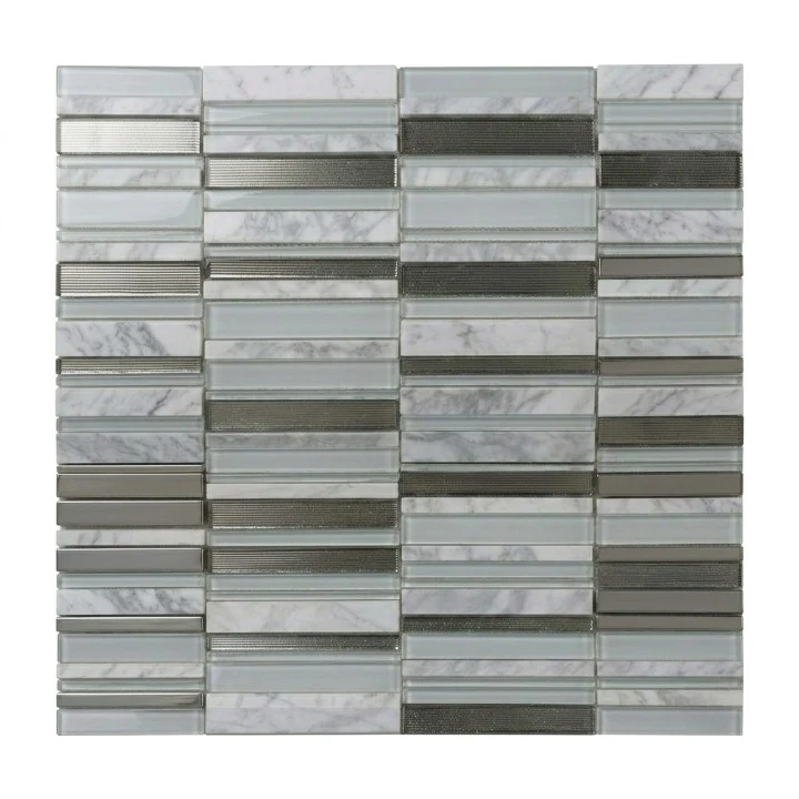 Beroia Chinese Sheet PK 01 Mosaic 30 × 30 cm - White × Grey