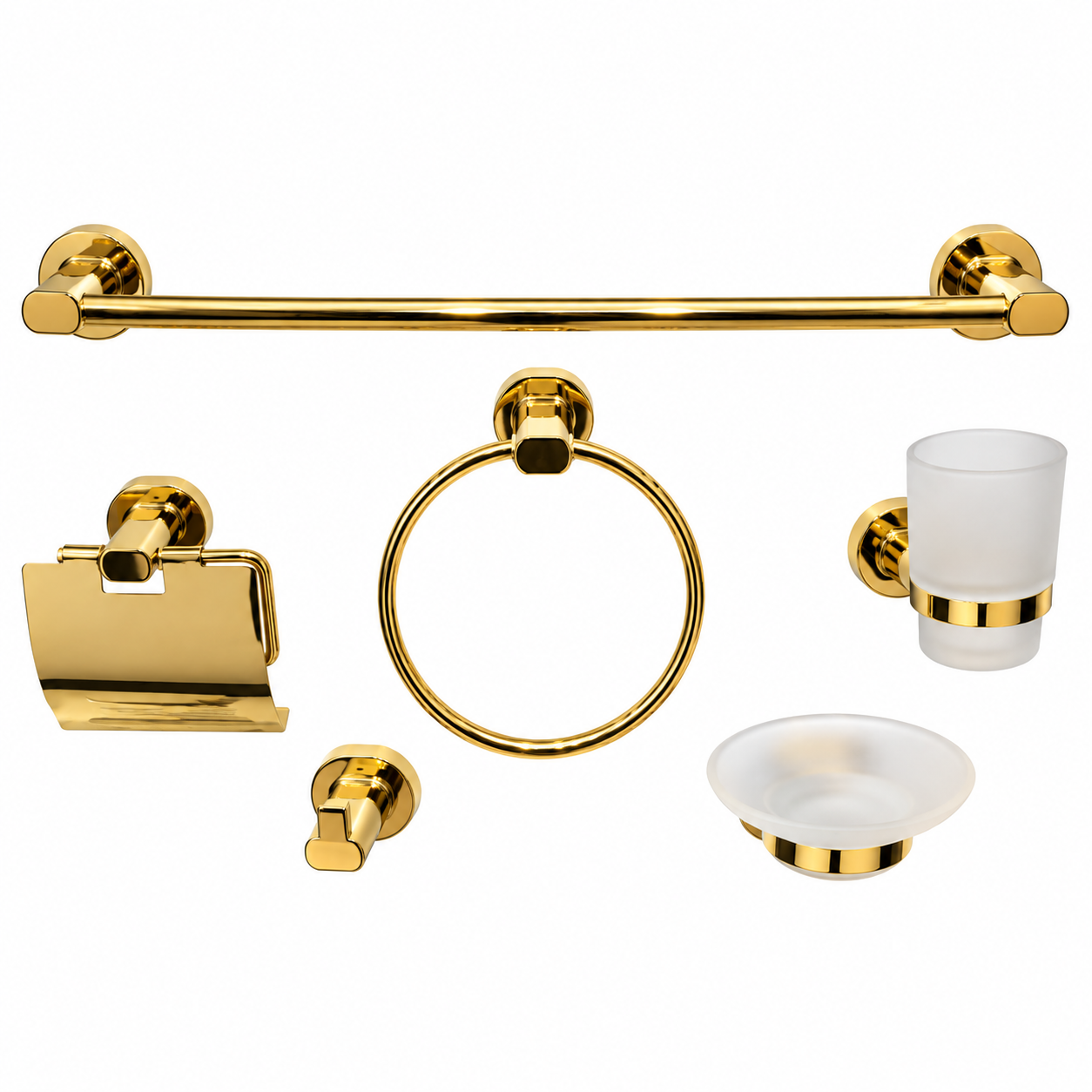 Infinity 6-Piece Bathroom Accessories Set Glossy Gold IN 160 ECO