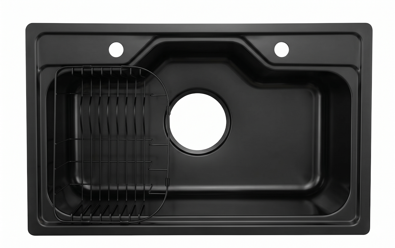 Asil Kitchen Sink AS 187 - 51 × 81 cm Flat 0.8 mm With Accessory And Drain Black