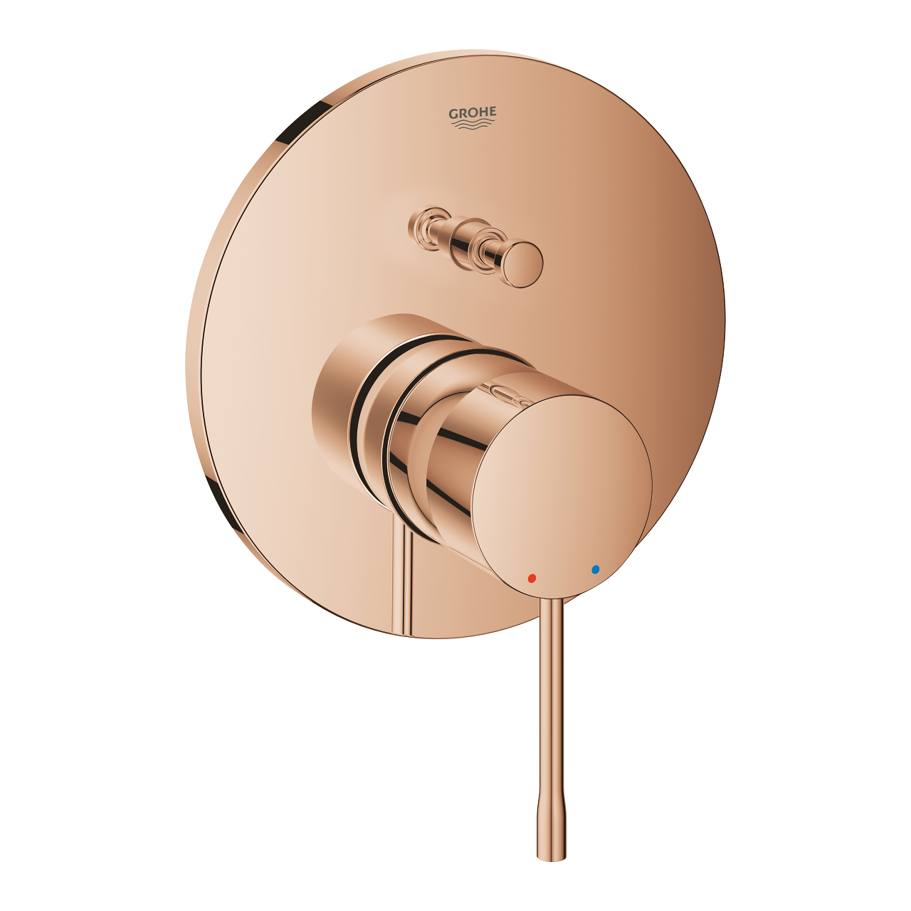 Grohe Essence Concealed Bathtub Mixer Plate with Diverter Circular - Glossy Rose Gold