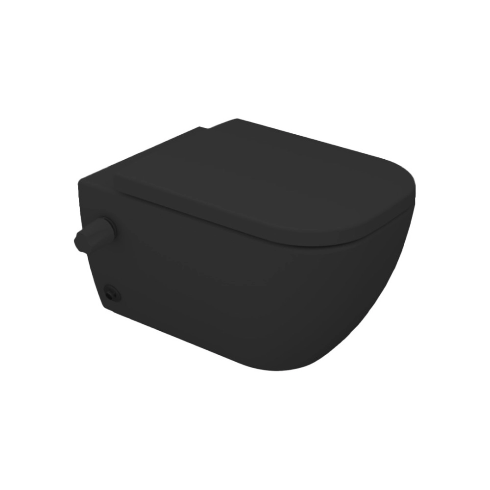 Sanipure Magnus Wall-hanging toilet Seat Matte Black 2508490978