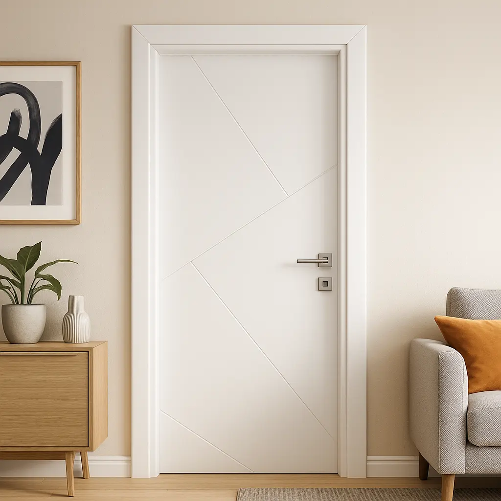 ELW باب حمام Laminate 238 PVC حلق اكريليك 80 × 215 سم ابيض 203 بالاكسسوار