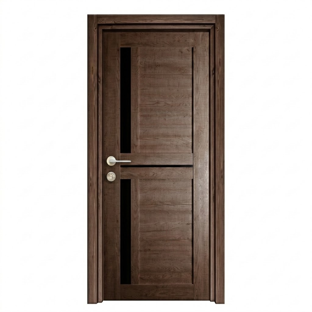 ELW Bathroom Door 80 × 215 cm Brown 212 with Accessories UK 907