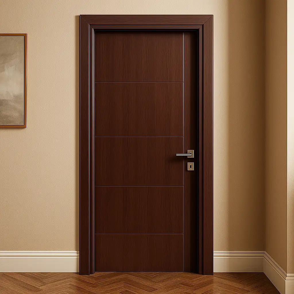 ELW باب حمام Laminate 201 PVC حلق اكريليك 80 × 215 سم بنى 212 بالاكسسوار