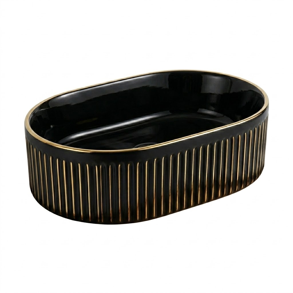 S.H Over Top Washbasin 30 × 52 cm Gold × Black 8710