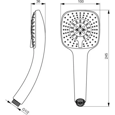 Ideal Standard Rain Cube Hand shower 3-functions Chrome B0003AA