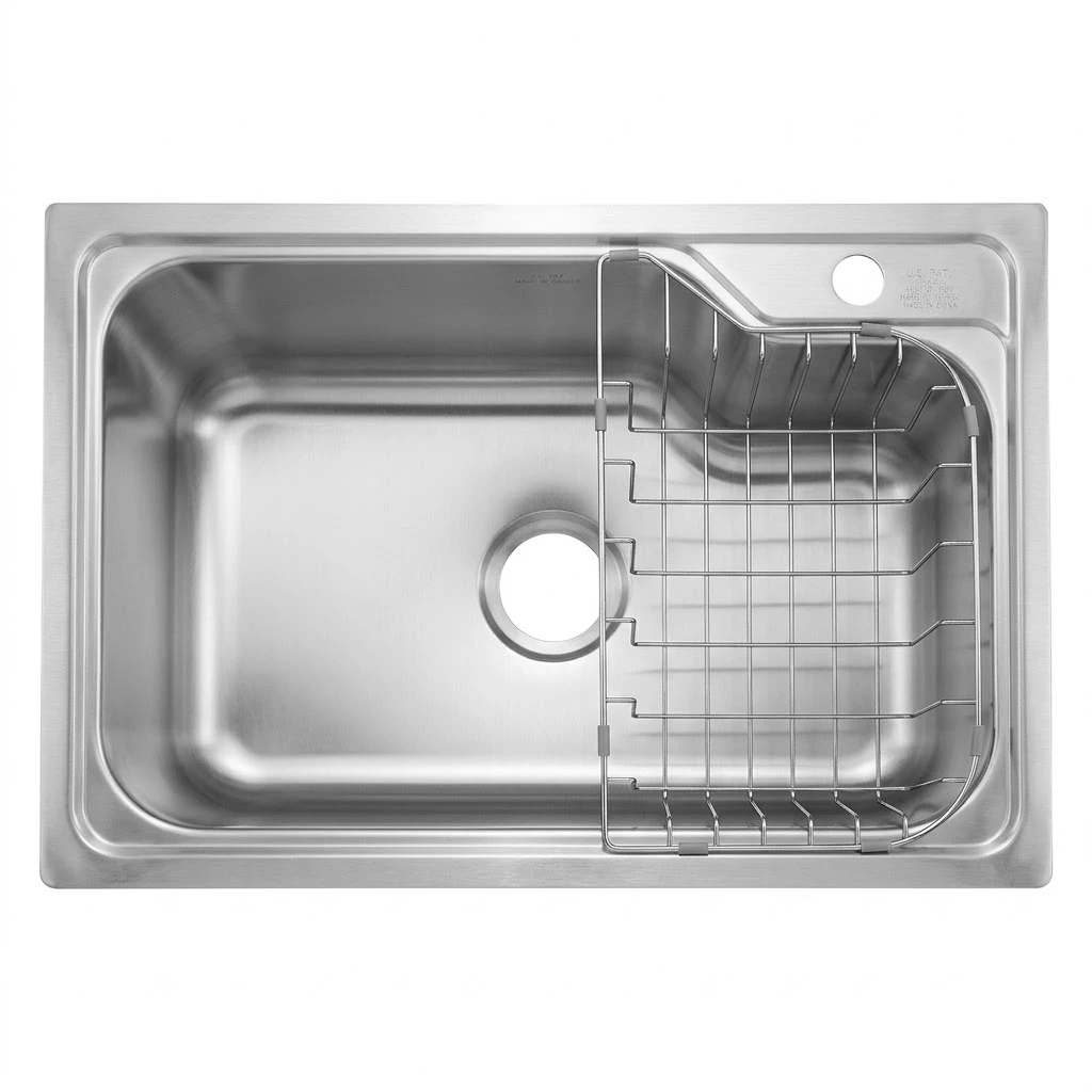 Asil Kitchen Sink AS 91 - 45.5 × 68.5 cm Flat 0.8 mm With Accessory And Drain Chrome