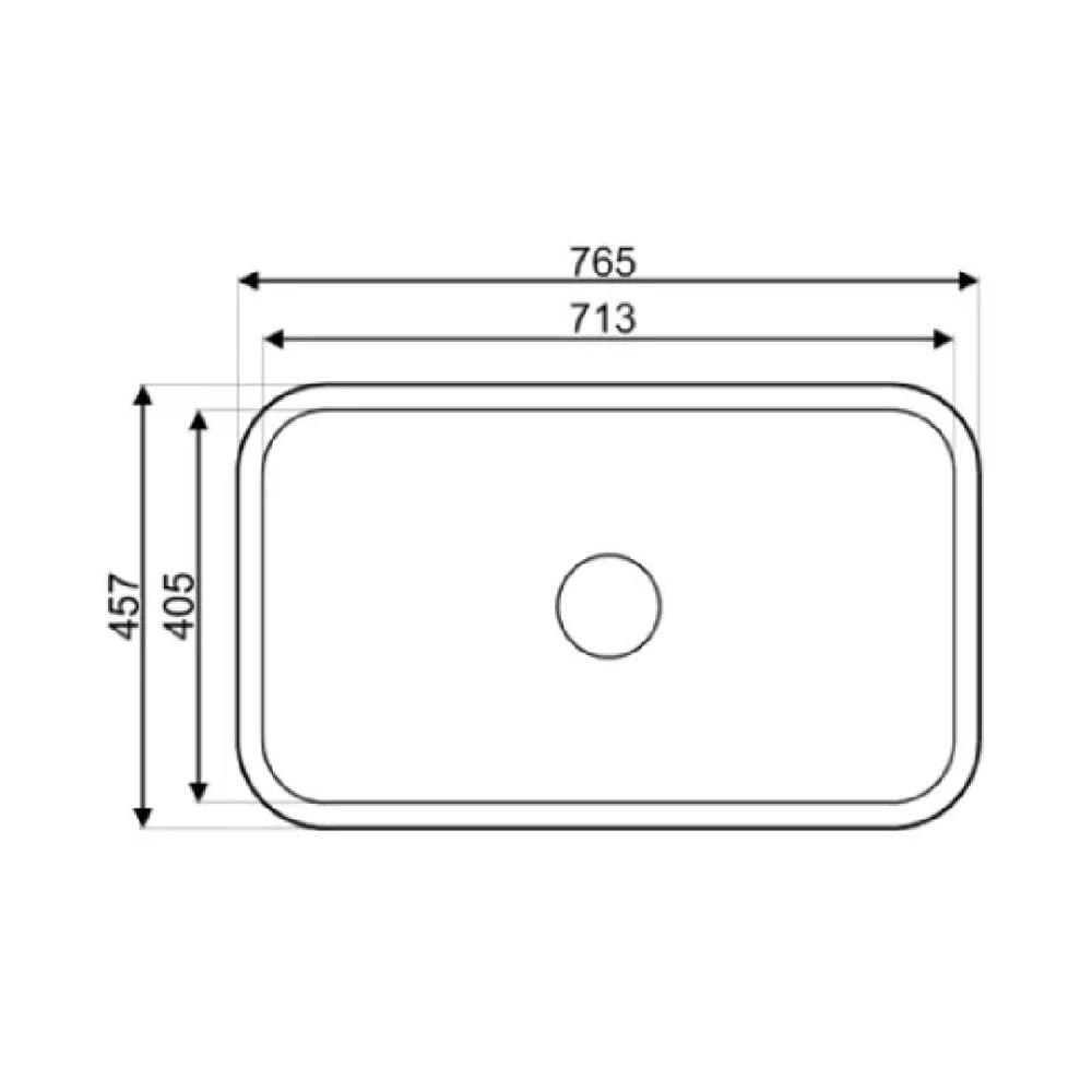 Kitchen Sink Asil 45.5 × 68.5 cm Flat 0.8 mm with Accessories and Drain Chrome AS 91 Turkish