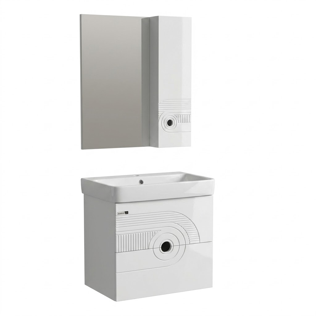 Waterproof Bordium White Vanity Unit with Mirror 60 cm PV 230 For Number One Basin 2375600000