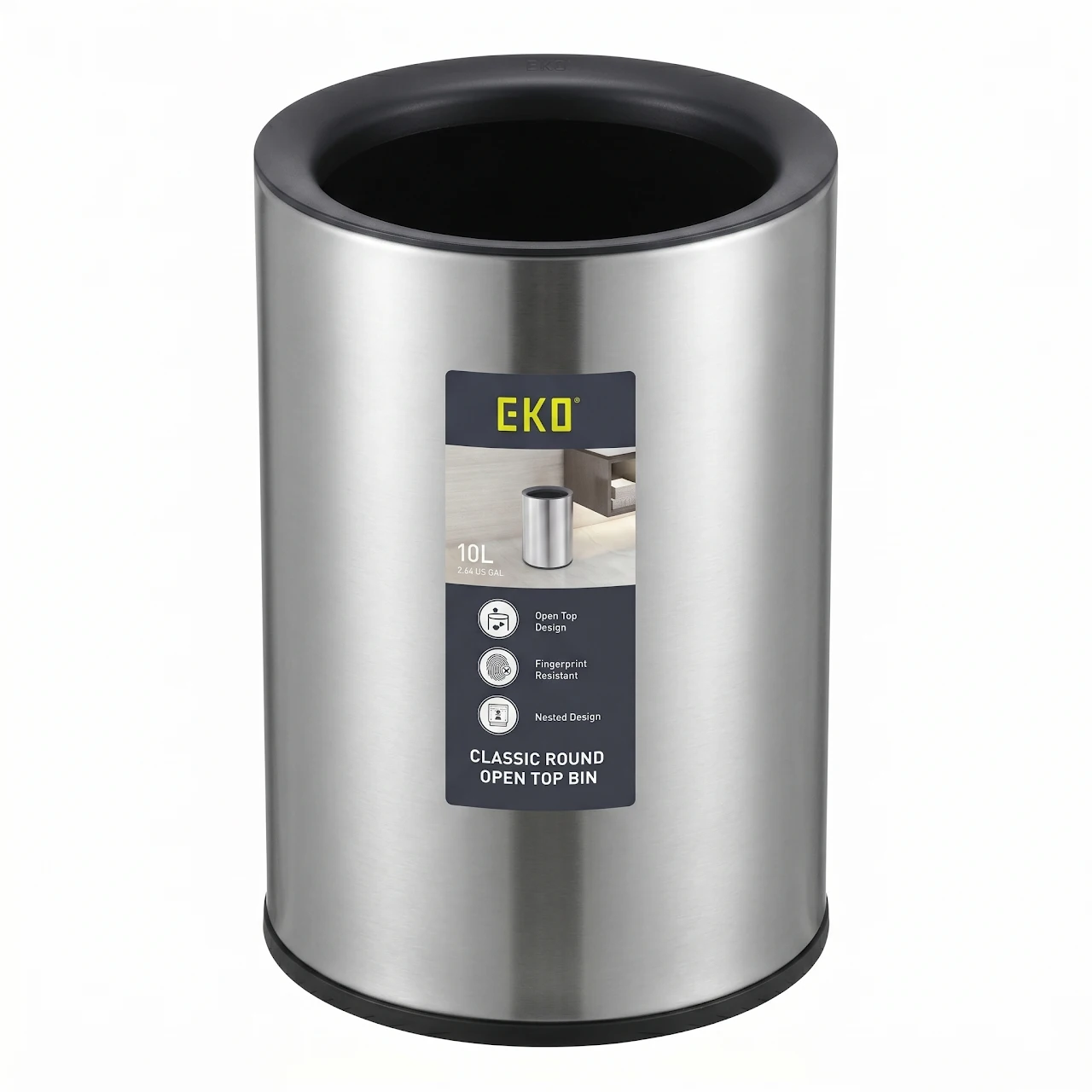 Eko Basket 10L Round - Matte Chrome