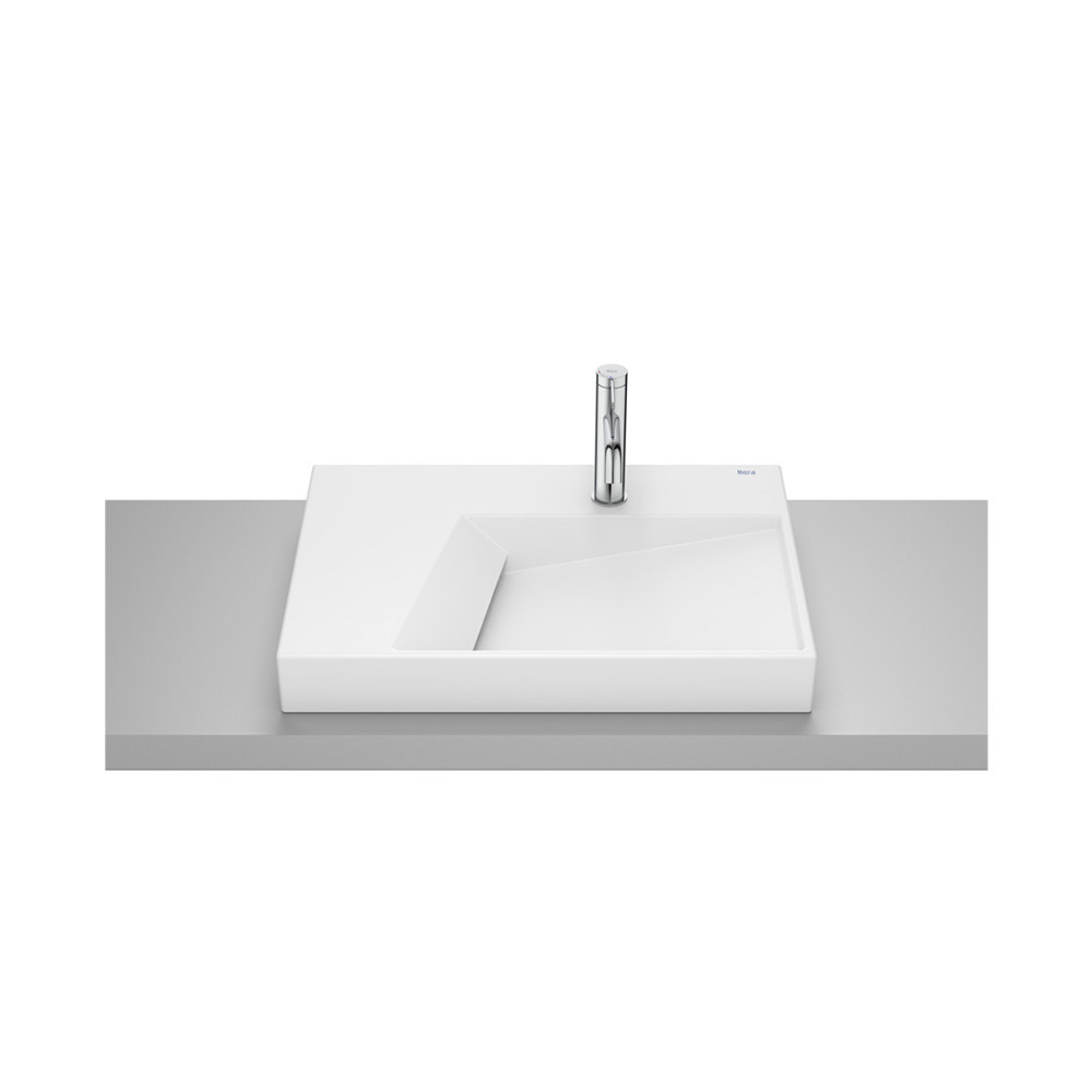 Roca Horizon Geometric Over Top Washbasin with Tap Hole 42 × 60 cm Matte White A32727662B