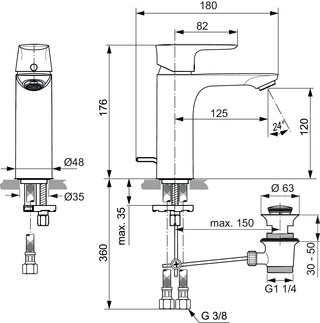 Basin Mixer Ideal Standard Connect Air Medium Chrome A 7053AA