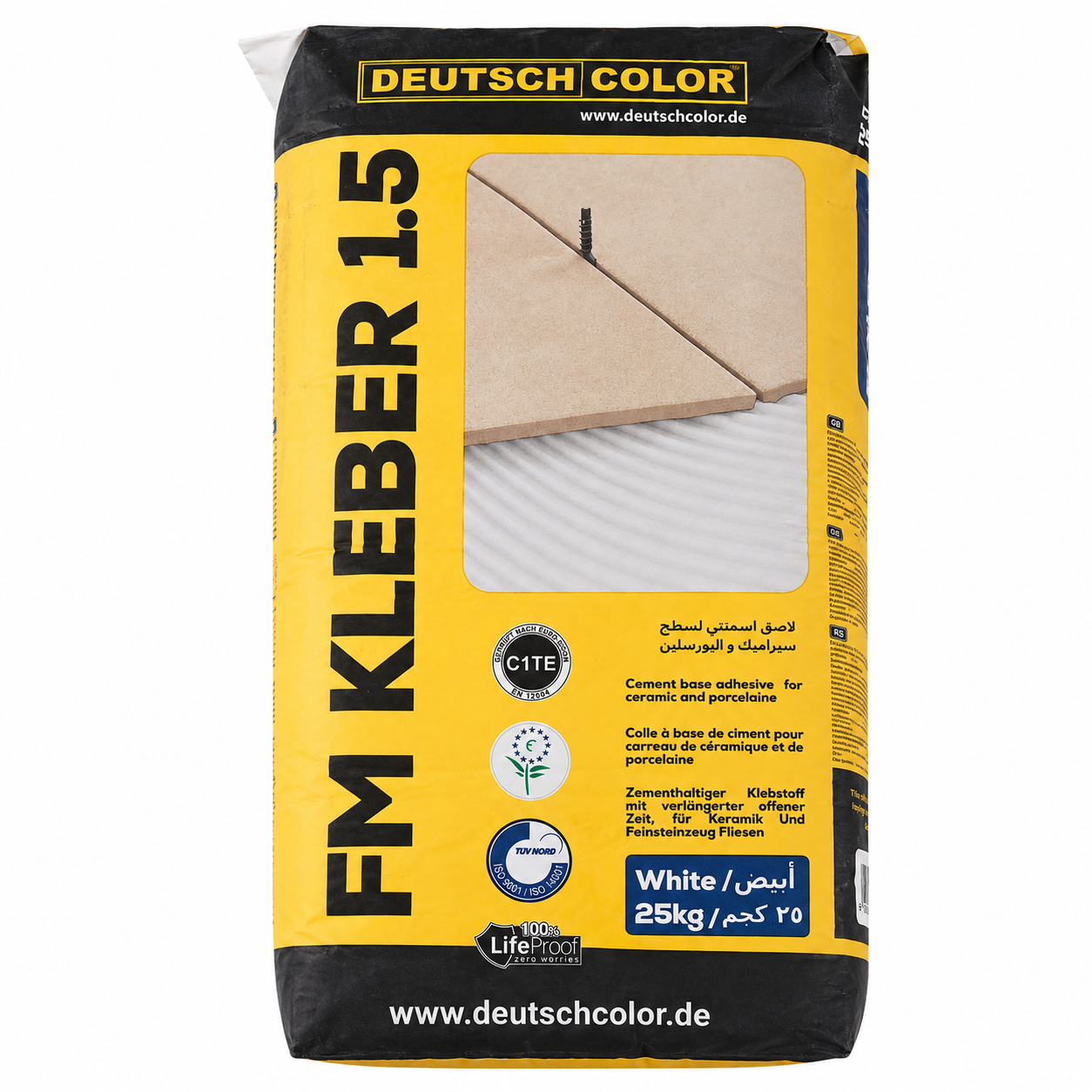 Deutsch color Ceramic & Porcelain Adhesive FM Clipper 1.5 White 25 kg