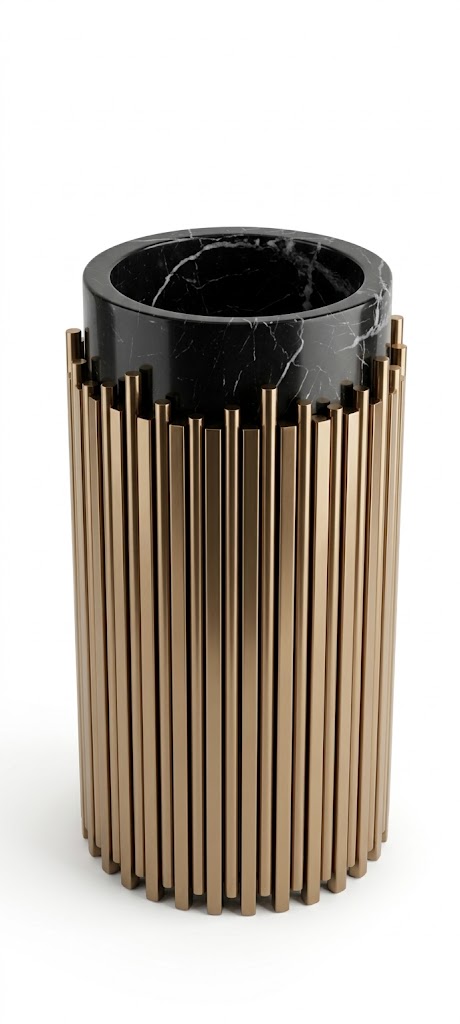 Nathali Floor-standing Basin Gold x Stainless Black Stripe x Marble 029
