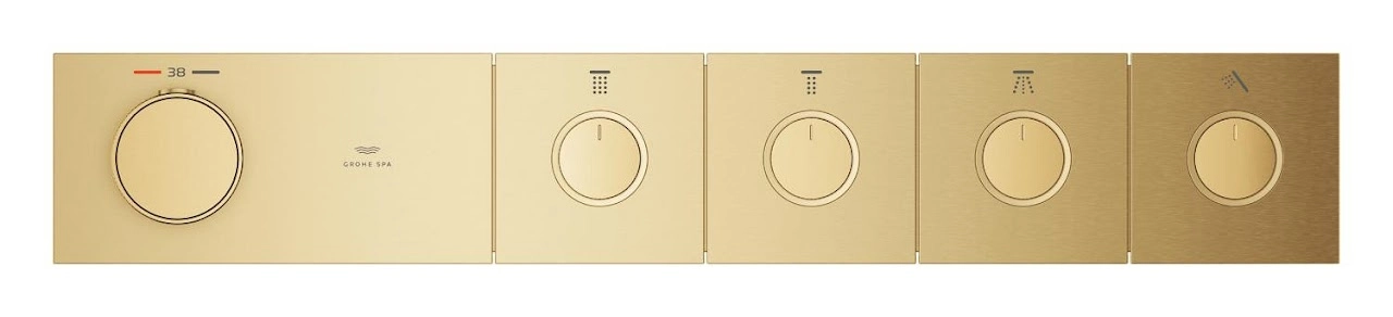 Concealed Thermostatic Bathtub Mixer Trim Grohe Aqua 4 Functions Rectangular - Matte Gold