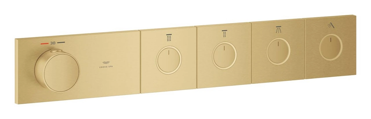 Concealed Thermostatic Bathtub Mixer Trim Grohe Aqua 4 Functions Rectangular - Matte Gold
