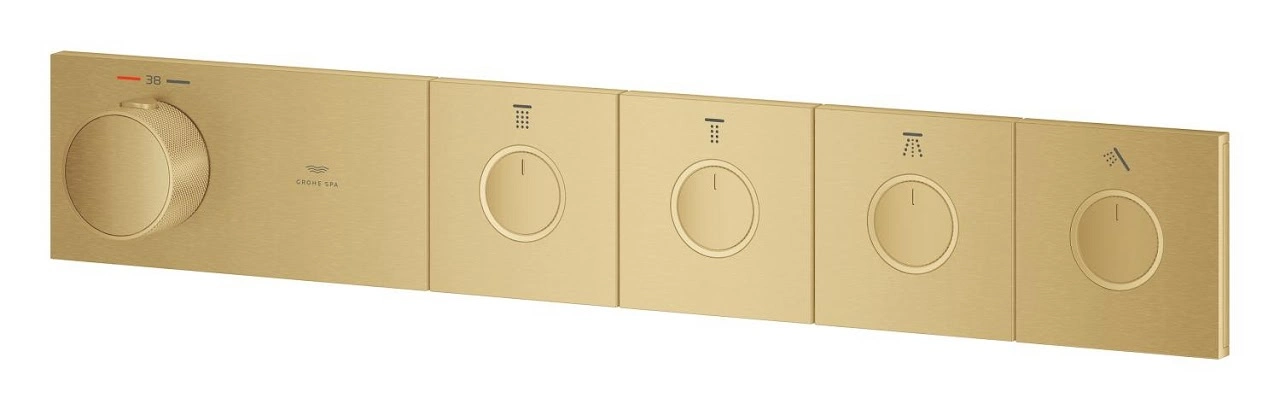 Concealed Thermostatic Bathtub Mixer Trim Grohe Aqua 4 Functions Rectangular - Matte Gold