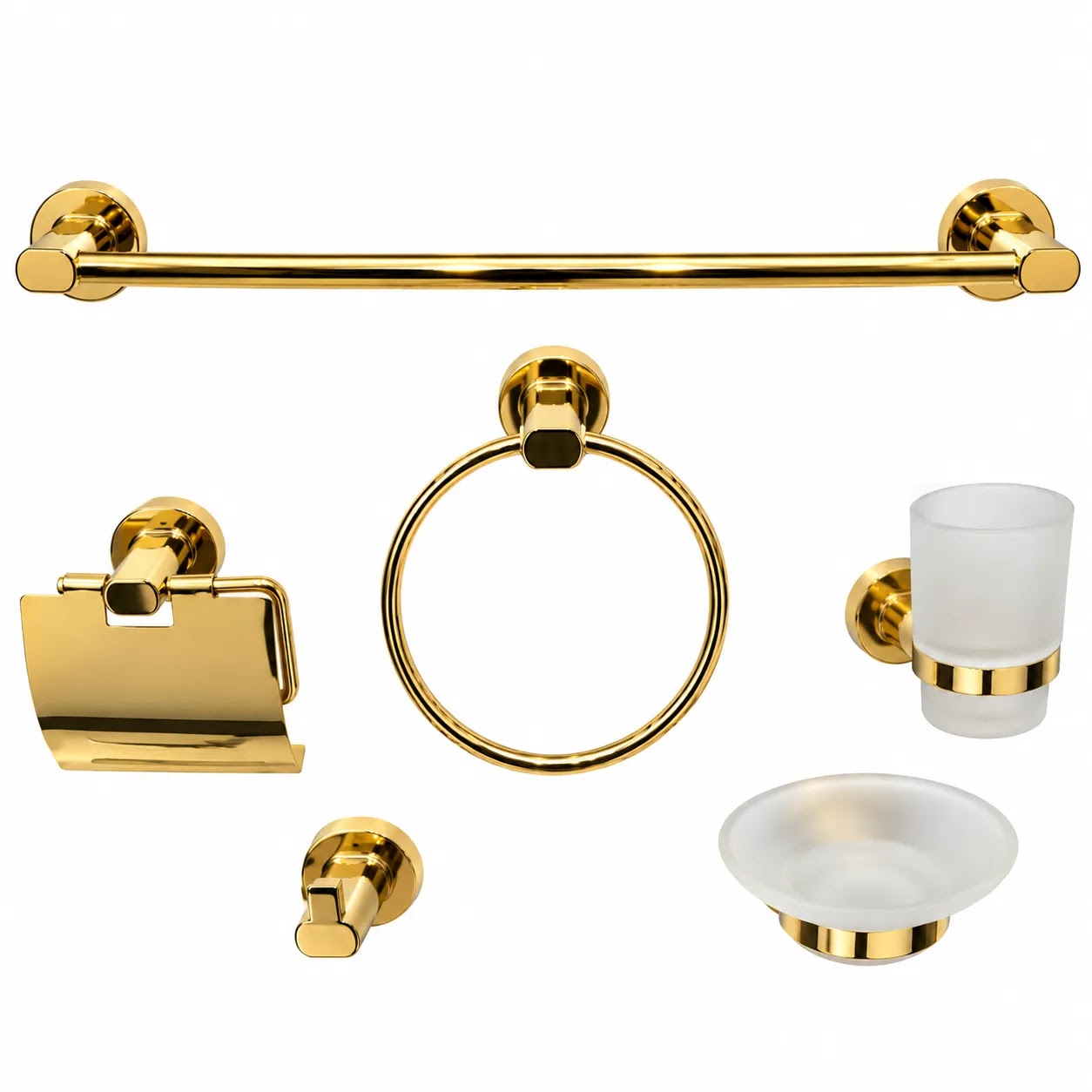 Infinity 6-Piece Bathroom Accessories Set Glossy Gold IN 170B ECO