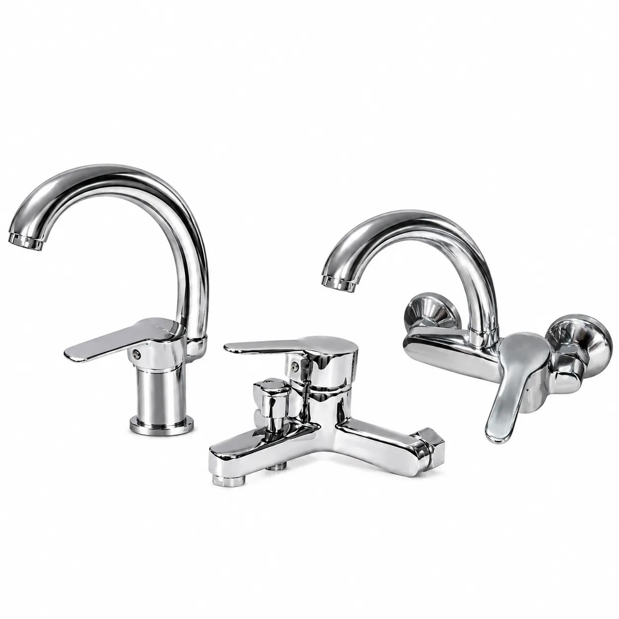 Elwan Offer Super 3-Piece (Bath Mixer - Wall-Mounted kitchen Mixer - Basin Mixer) 12