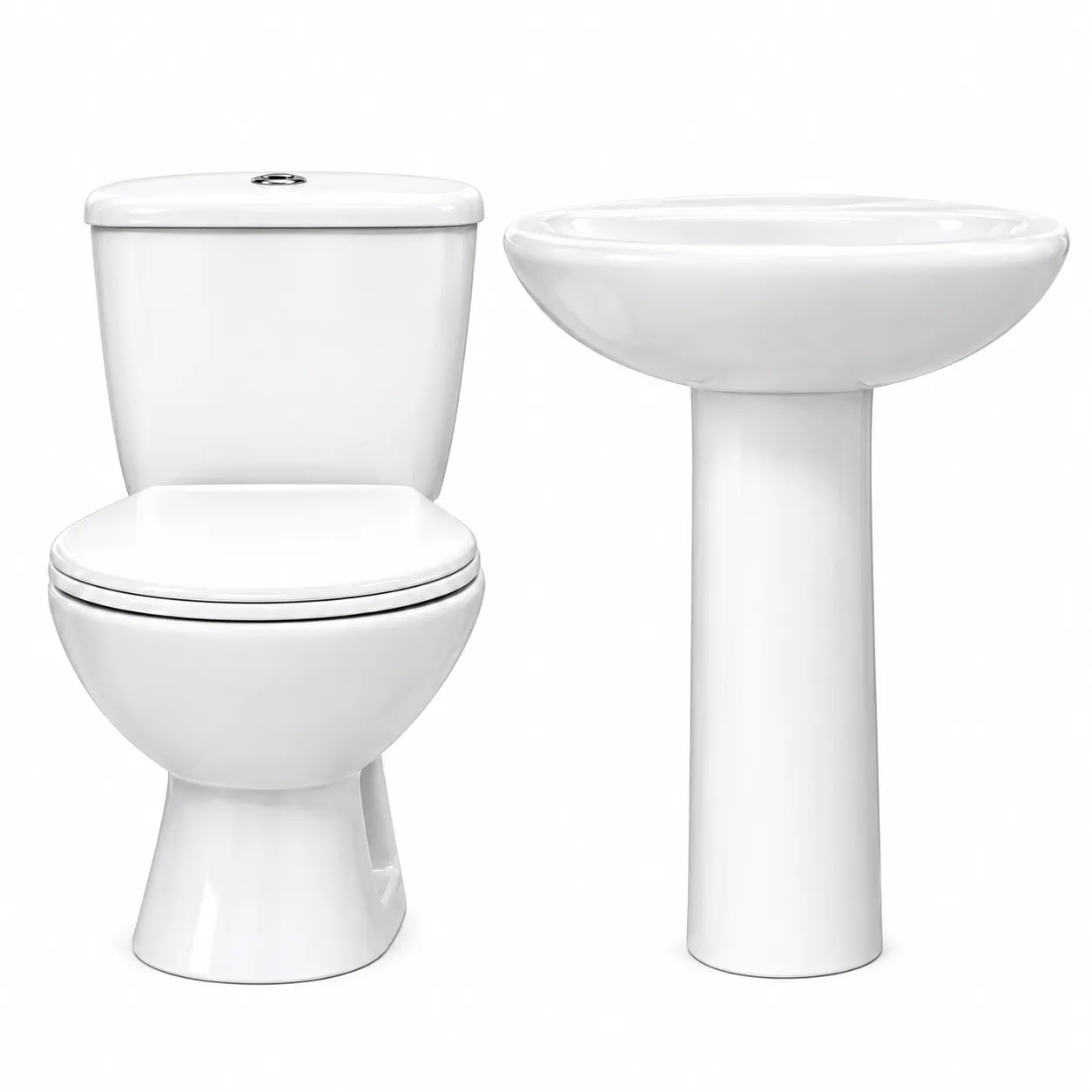 Elwan Offer Super 5 Pieces (Sanitary Combination Set with Seat, Cistern, Basin and Pedestal, White)