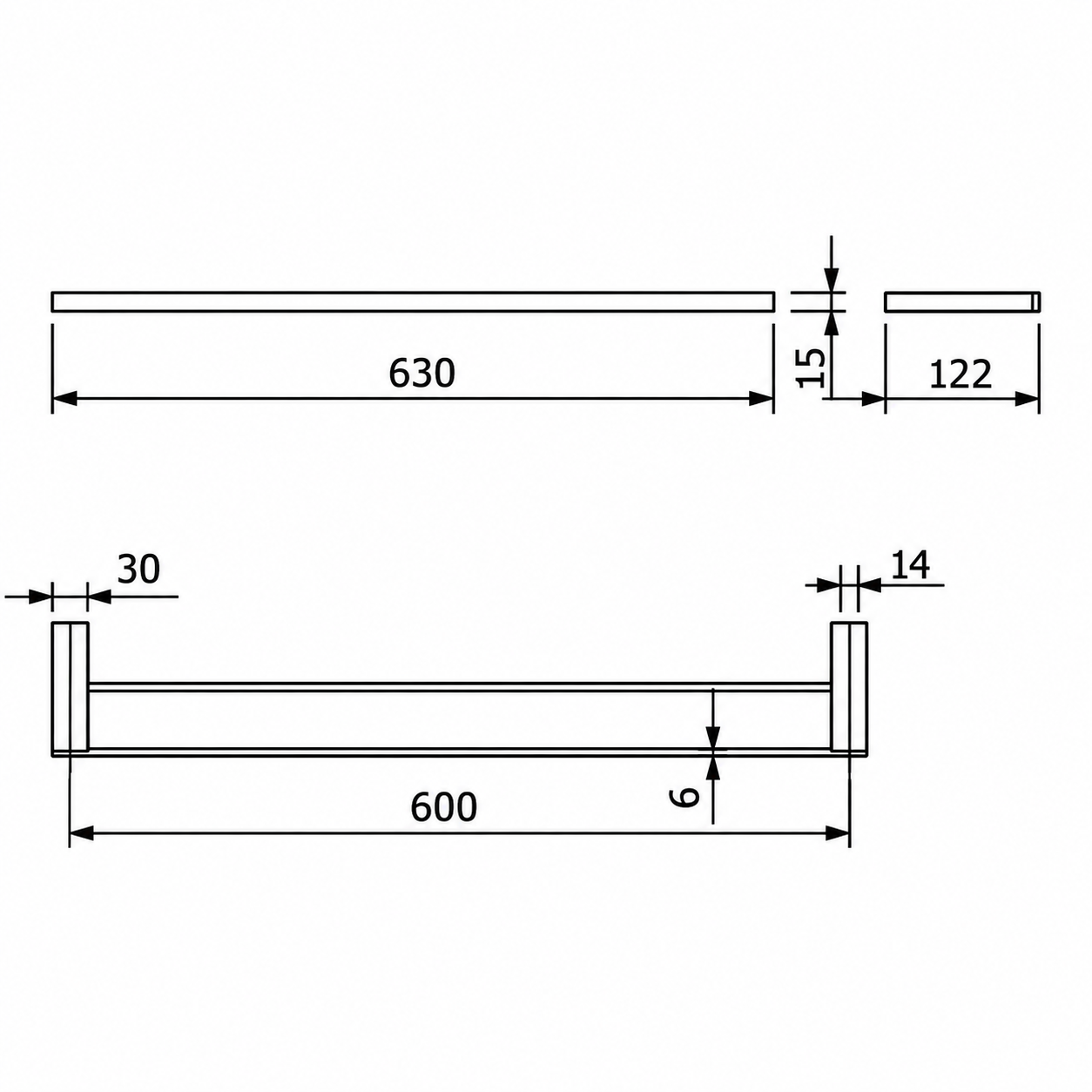 Double Towel Bar Kludi RAK 60 cm Chrome 3198805
