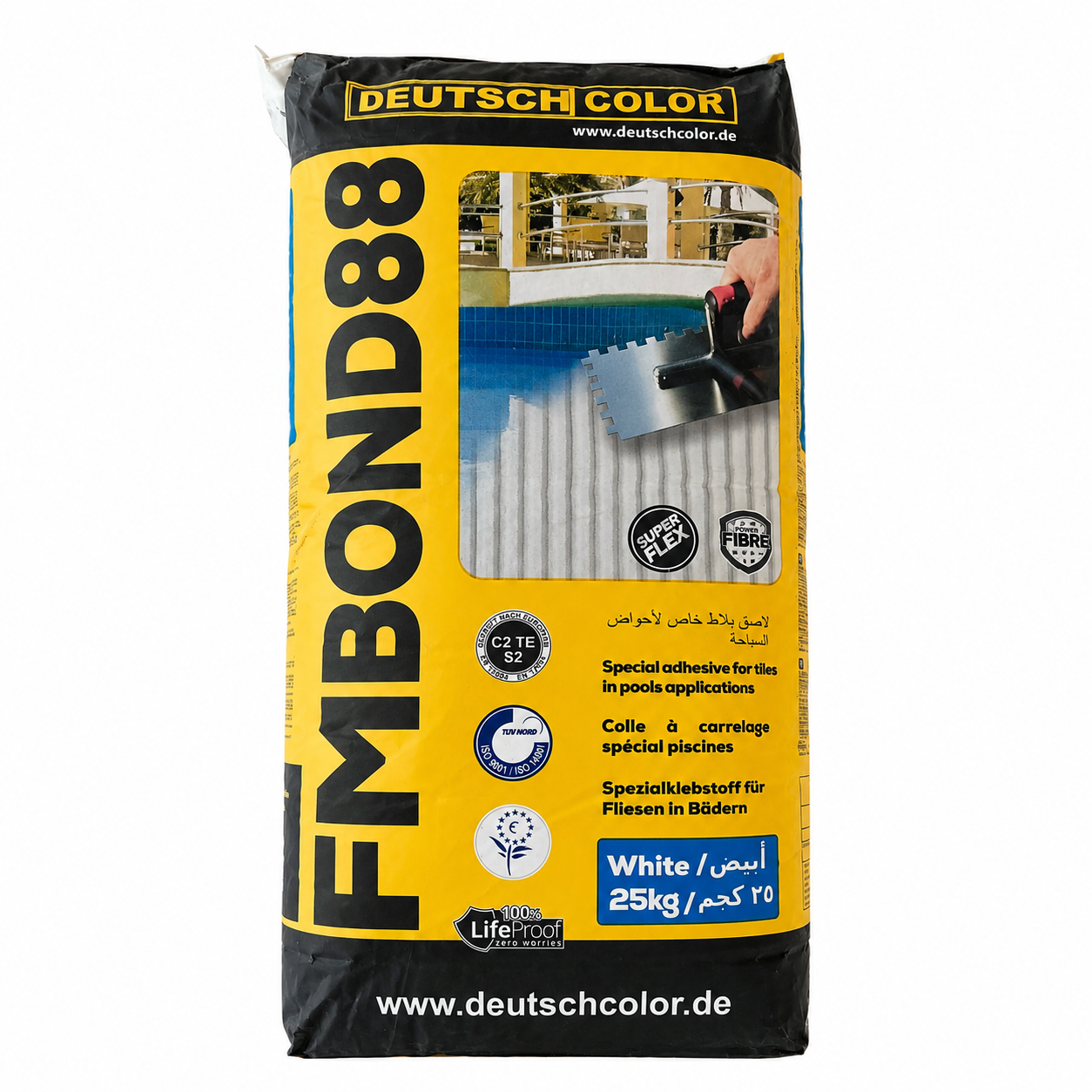 Deutsch Color Porcelain & Swimming Pool Adhesive FM Bond 88 White 25 kg