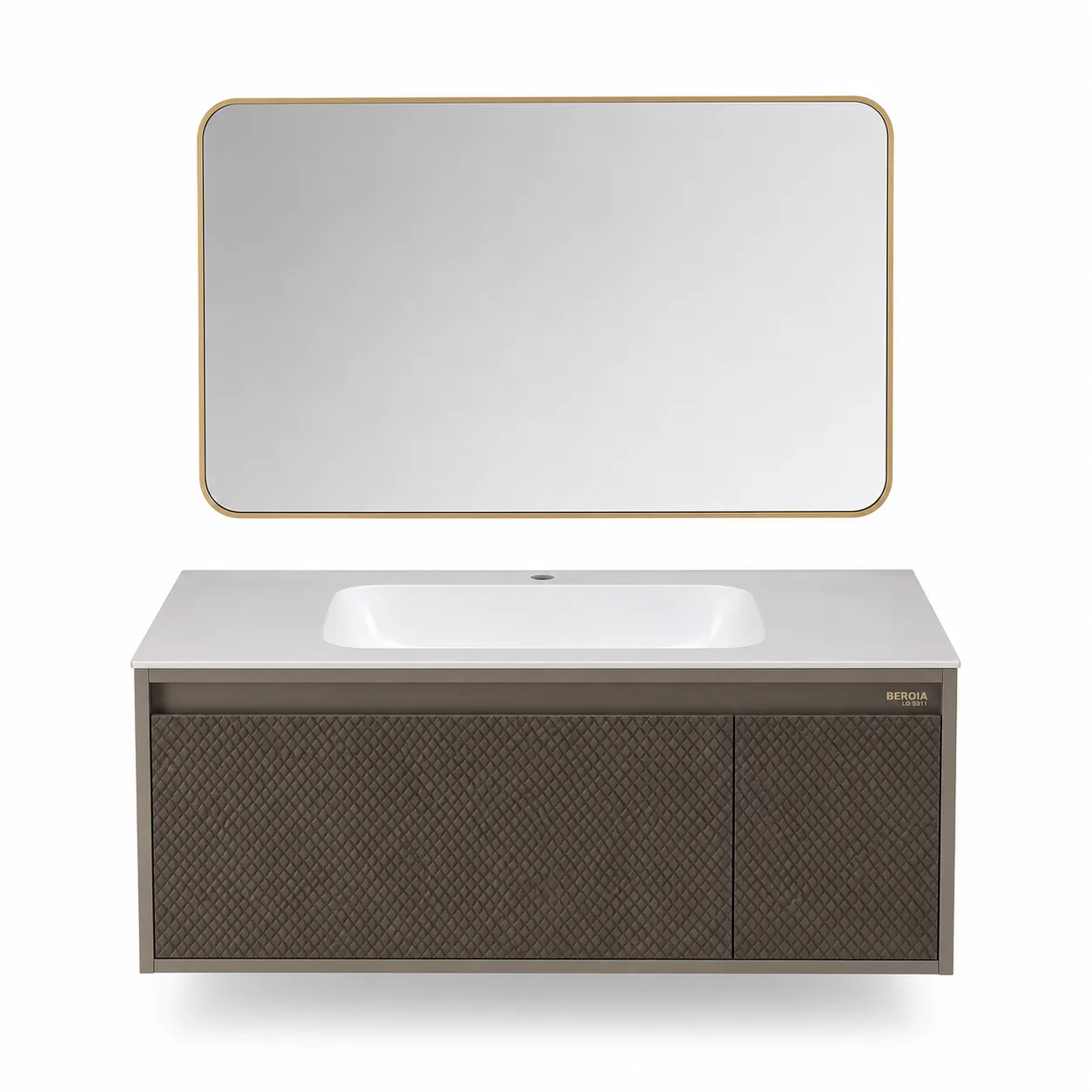 Beroia LD 5311 Vanity Unit with Mirror & Washbasin 100 cm Steel