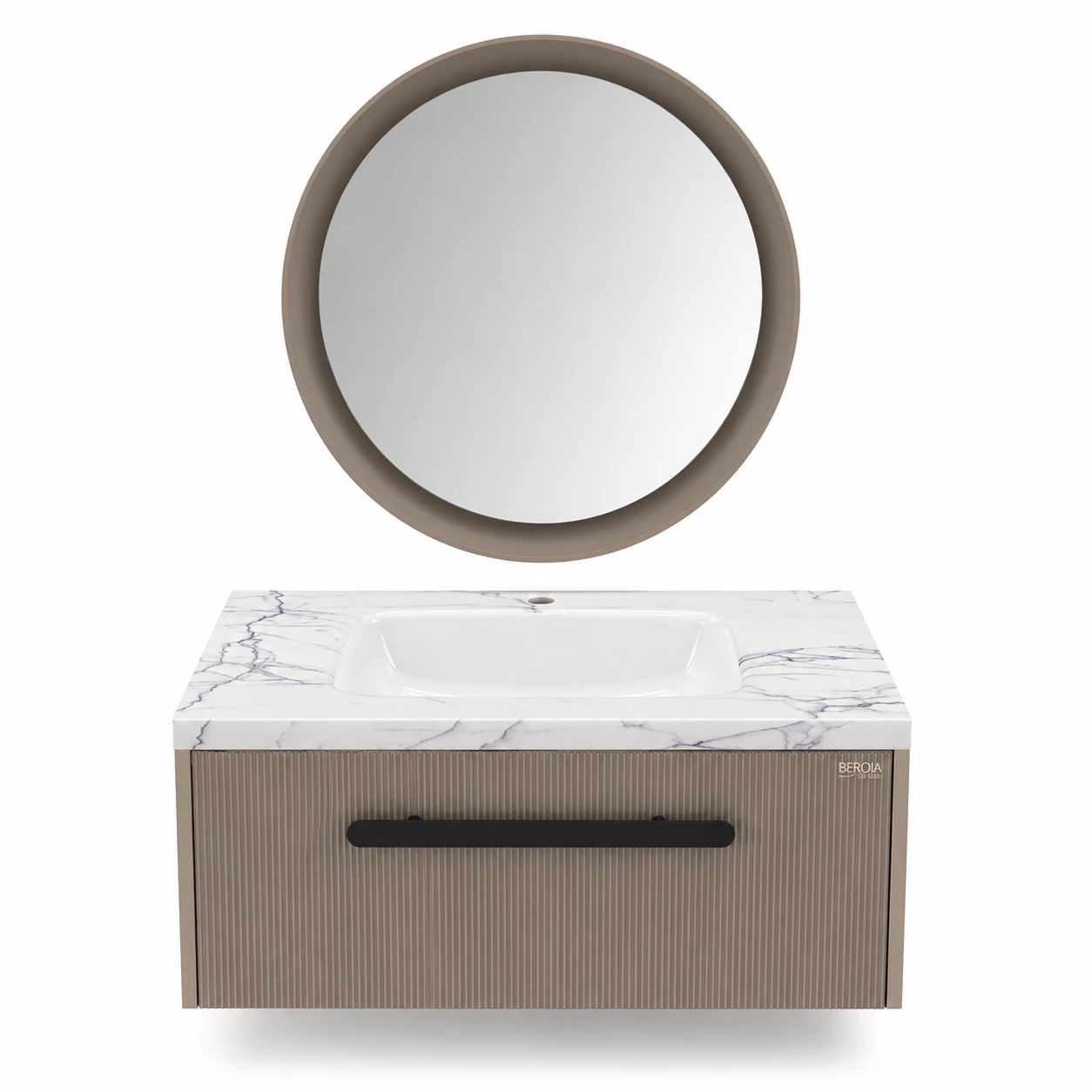 Beroia LD 5320 Vanity Unit with Mirror & Washbasin 90 cm Steel